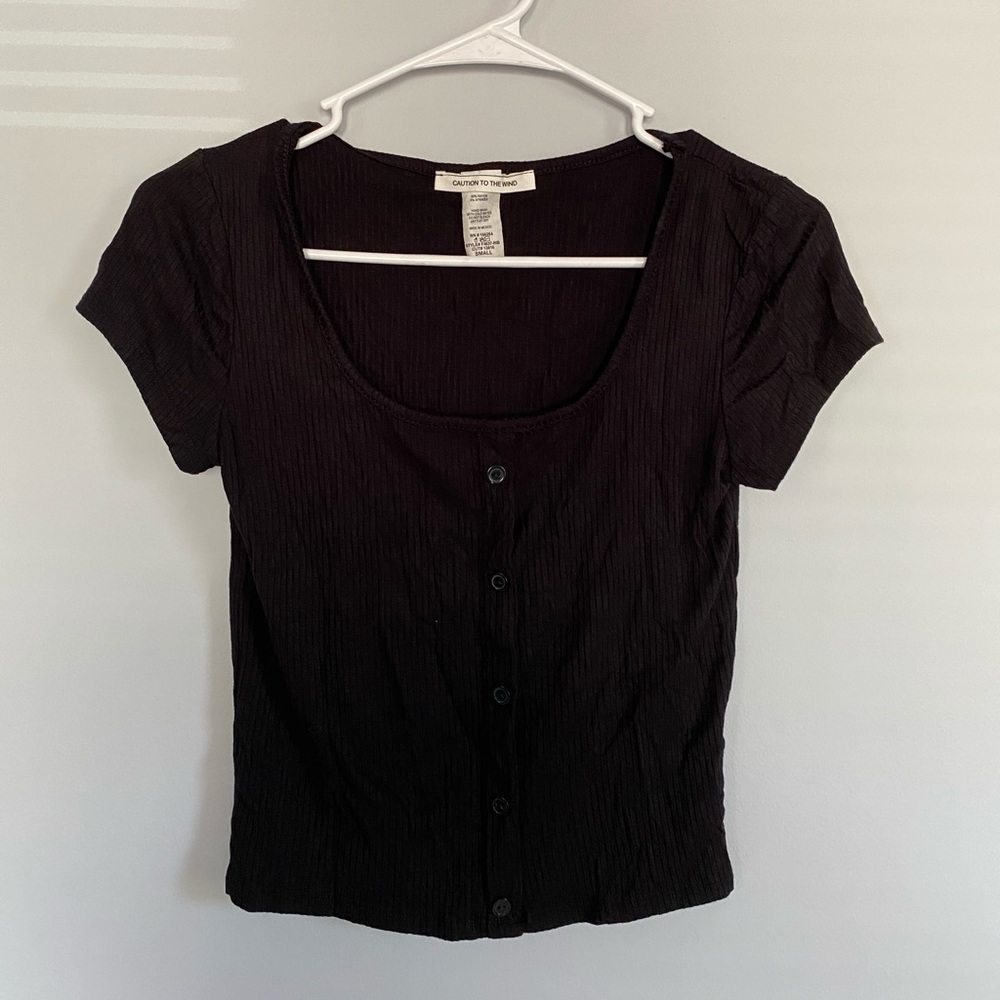 Black button down top